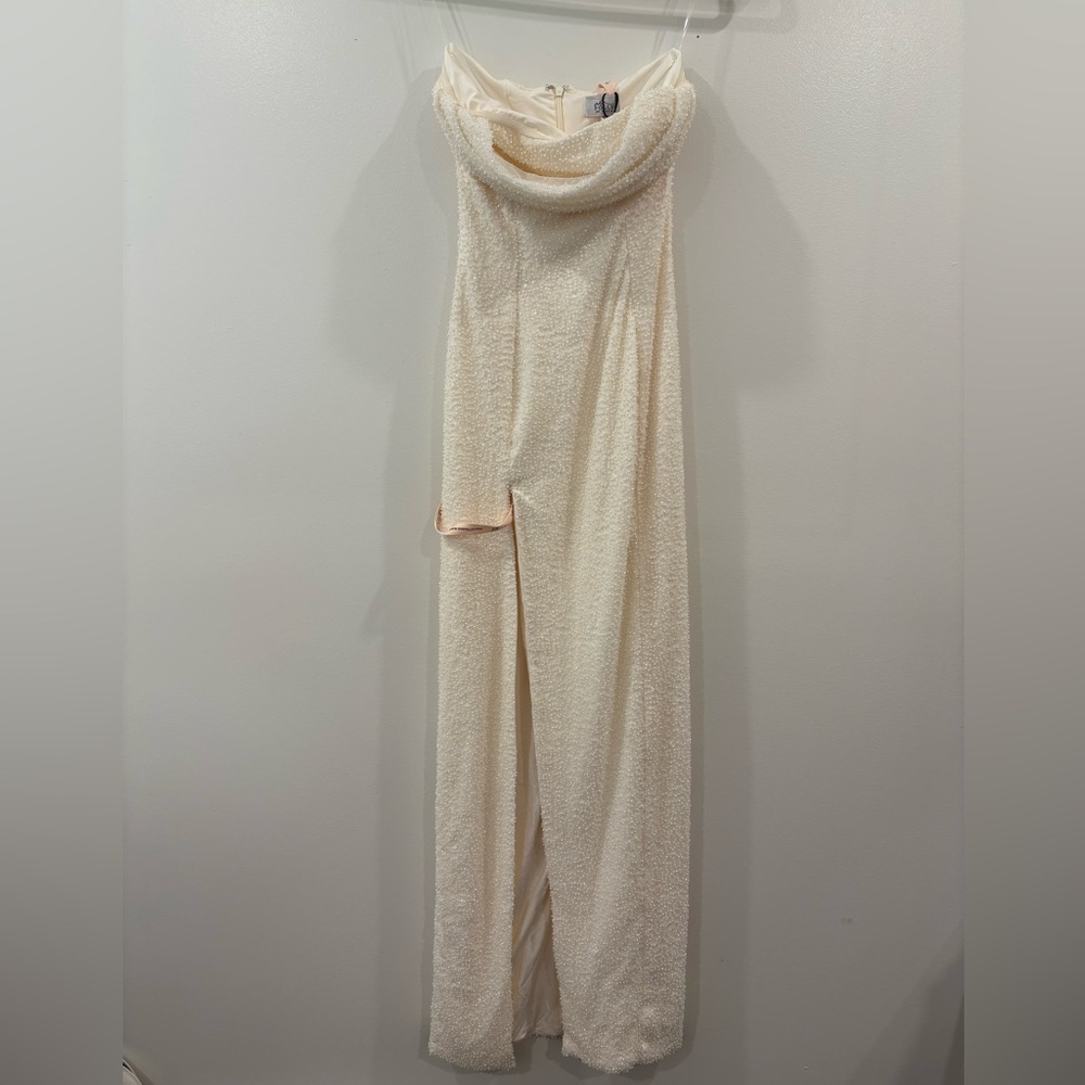 oh polly cowl neck embellished gown